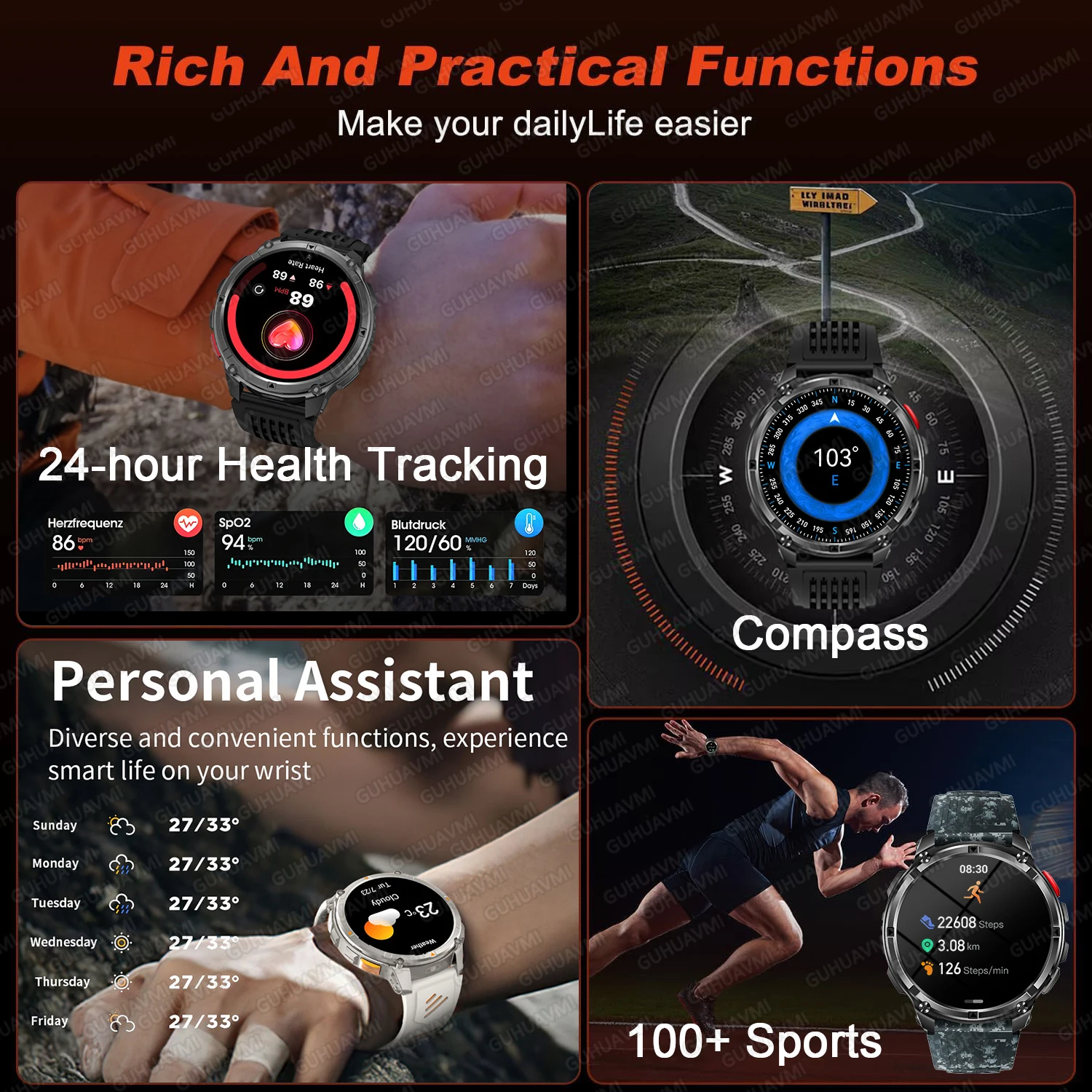 New Outdoor Men Smartwatch Blu - Definition Of Outdoor Sport ulasan dan harga