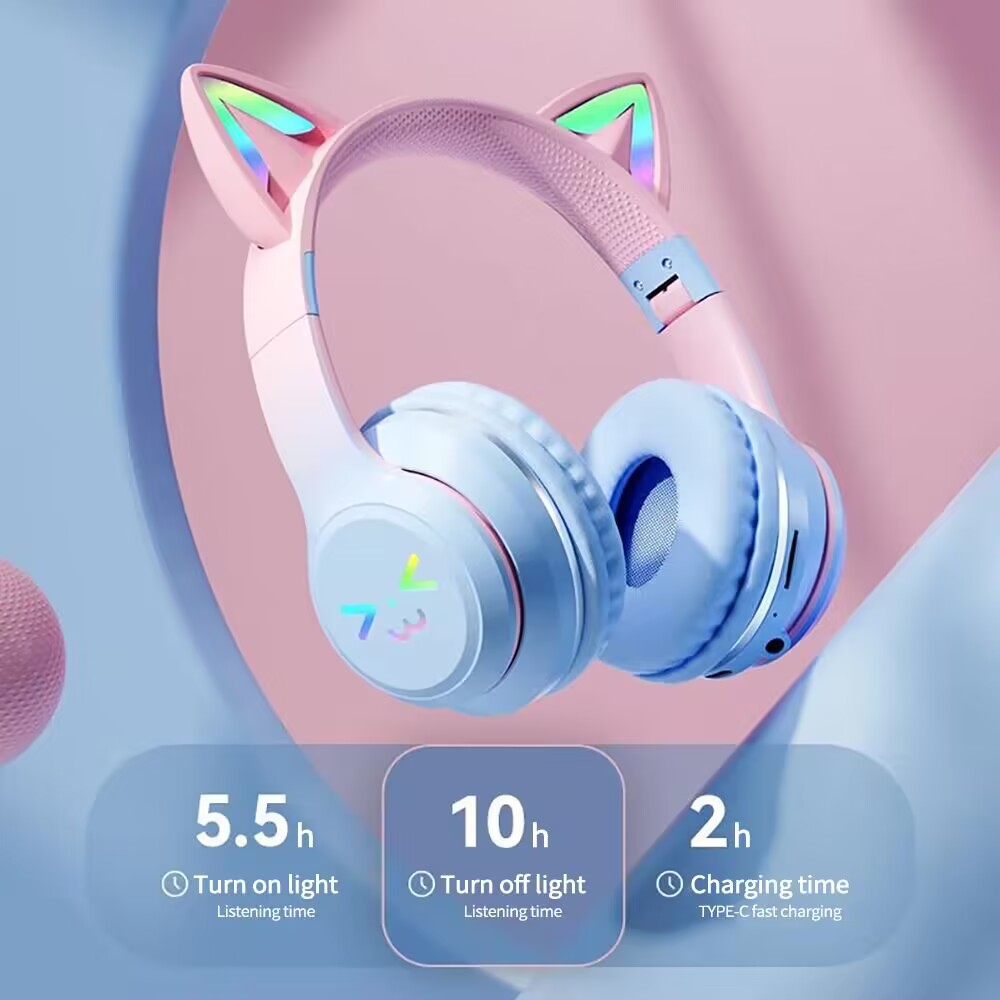 Wireless Headphones RGB Cute C - Outdoor Sport Activities For Kids ulasan dan harga